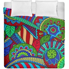 Pop Art Paisley Flowers Ornaments Multicolored 2 Duvet Cover Double Side (king Size) by EDDArt