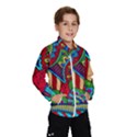 Pop Art Paisley Flowers Ornaments Multicolored 2 Windbreaker (Kids) View1