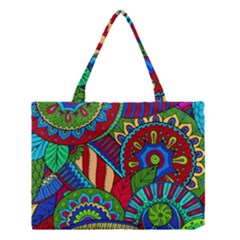 Pop Art Paisley Flowers Ornaments Multicolored 2 Medium Tote Bag by EDDArt