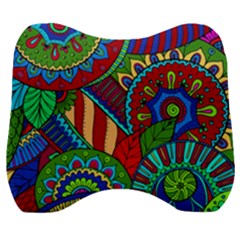 Pop Art Paisley Flowers Ornaments Multicolored 2 Velour Head Support Cushion by EDDArt