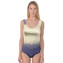 Cloudy Foggy Forest With Pine Trees Princess Tank Leotard  by genx