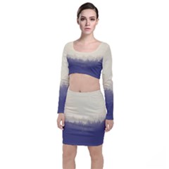 Cloudy Foggy Forest With Pine Trees Long Sleeve Crop Top & Bodycon Skirt Set