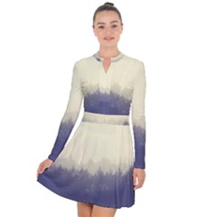 Cloudy Foggy Forest With Pine Trees Long Sleeve Panel Dress