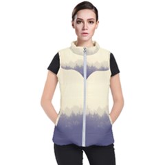 Cloudy Foggy Forest With Pine Trees Women s Puffer Vest