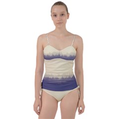 Cloudy Foggy Forest With Pine Trees Sweetheart Tankini Set