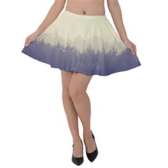 Cloudy Foggy Forest With Pine Trees Velvet Skater Skirt by genx