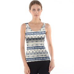 Native American Ornaments Watercolor Pattern Blue Tank Top by EDDArt