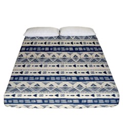 Native American Ornaments Watercolor Pattern Blue Fitted Sheet (california King Size) by EDDArt