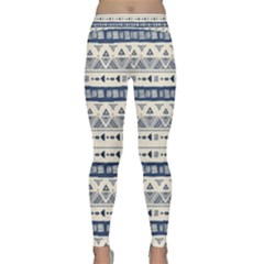 Native American Ornaments Watercolor Pattern Blue Classic Yoga Leggings by EDDArt