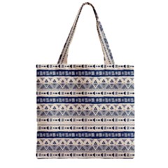 Native American Ornaments Watercolor Pattern Blue Zipper Grocery Tote Bag by EDDArt