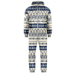 Native American Ornaments Watercolor Pattern Blue Hooded Jumpsuit (men)  by EDDArt