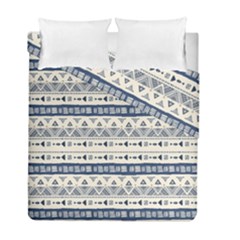 Native American Ornaments Watercolor Pattern Blue Duvet Cover Double Side (full/ Double Size) by EDDArt