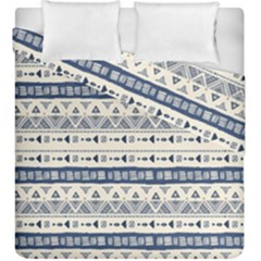 Native American Ornaments Watercolor Pattern Blue Duvet Cover Double Side (king Size) by EDDArt