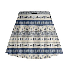 Native American Ornaments Watercolor Pattern Blue Mini Flare Skirt by EDDArt