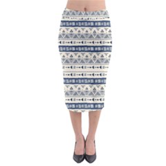 Native American Ornaments Watercolor Pattern Blue Midi Pencil Skirt by EDDArt