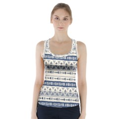 Native American Ornaments Watercolor Pattern Blue Racer Back Sports Top by EDDArt