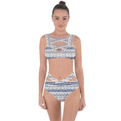 Native American Ornaments Watercolor Pattern Blue Bandaged Up Bikini Set  by EDDArt