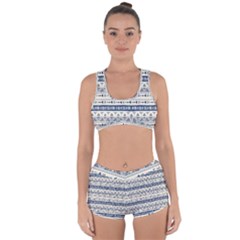 Native American Ornaments Watercolor Pattern Blue Racerback Boyleg Bikini Set by EDDArt