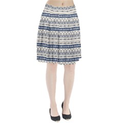 Native American Ornaments Watercolor Pattern Blue Pleated Skirt by EDDArt