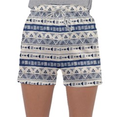 Native American Ornaments Watercolor Pattern Blue Sleepwear Shorts by EDDArt