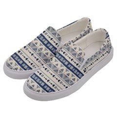 Native American Ornaments Watercolor Pattern Blue Men s Canvas Slip Ons by EDDArt