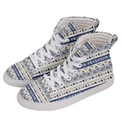 Native American Ornaments Watercolor Pattern Blue Men s Hi-top Skate Sneakers by EDDArt