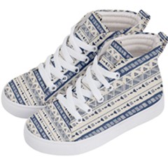 Native American Ornaments Watercolor Pattern Blue Kid s Hi-top Skate Sneakers by EDDArt