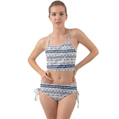 Native American Ornaments Watercolor Pattern Blue Mini Tank Bikini Set by EDDArt