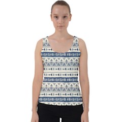 Native American Ornaments Watercolor Pattern Blue Velvet Tank Top by EDDArt