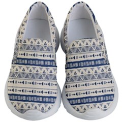 Native American Ornaments Watercolor Pattern Blue Kid s Lightweight Slip Ons by EDDArt