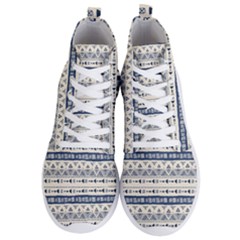 Native American Ornaments Watercolor Pattern Blue Men s Lightweight High Top Sneakers by EDDArt