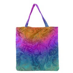 Fractal Batik Art Hippie Rainboe Colors 1 Grocery Tote Bag by EDDArt