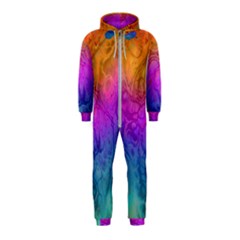 Fractal Batik Art Hippie Rainboe Colors 1 Hooded Jumpsuit (kids) by EDDArt