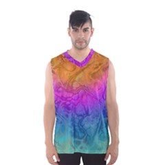 Fractal Batik Art Hippie Rainboe Colors 1 Men s Basketball Tank Top by EDDArt