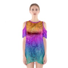 Fractal Batik Art Hippie Rainboe Colors 1 Shoulder Cutout One Piece by EDDArt