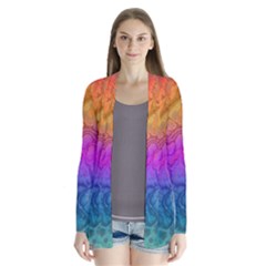 Fractal Batik Art Hippie Rainboe Colors 1 Drape Collar Cardigan by EDDArt