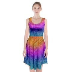 Fractal Batik Art Hippie Rainboe Colors 1 Racerback Midi Dress by EDDArt