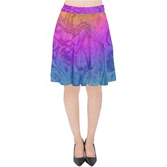 Fractal Batik Art Hippie Rainboe Colors 1 Velvet High Waist Skirt by EDDArt