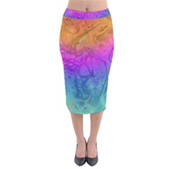 Fractal Batik Art Hippie Rainboe Colors 1 Velvet Midi Pencil Skirt by EDDArt