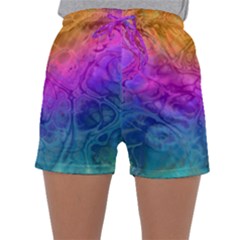 Fractal Batik Art Hippie Rainboe Colors 1 Sleepwear Shorts by EDDArt