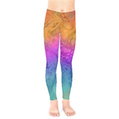 Fractal Batik Art Hippie Rainboe Colors 1 Kids  Legging by EDDArt