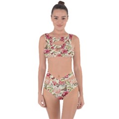 Watercolor Vintage Flowers Butterflies Lace 1 Bandaged Up Bikini Set  by EDDArt