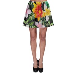 Tropical Flowers Butterflies 1 Skater Skirt by EDDArt