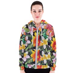 Tropical Flowers Butterflies 1 Women s Zipper Hoodie by EDDArt