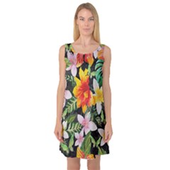 Tropical Flowers Butterflies 1 Sleeveless Satin Nightdress by EDDArt