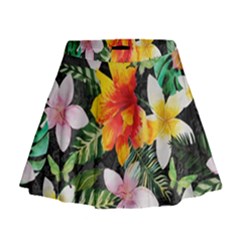 Tropical Flowers Butterflies 1 Mini Flare Skirt by EDDArt