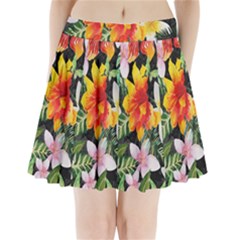 Tropical Flowers Butterflies 1 Pleated Mini Skirt by EDDArt