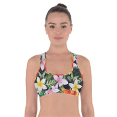 Tropical Flowers Butterflies 1 Cross Back Sports Bra by EDDArt