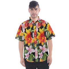 Tropical Flowers Butterflies 1 Men s Short Sleeve Shirt