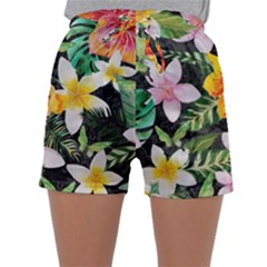 Tropical Flowers Butterflies 1 Sleepwear Shorts by EDDArt